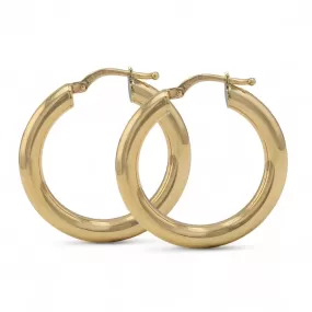 10k yellow gold round hoops earrings Italian handcrafted-227052