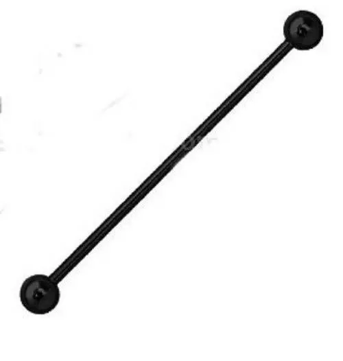 14g (1.6 mm) Black Titanium Anodized Industrial Barbell Earring