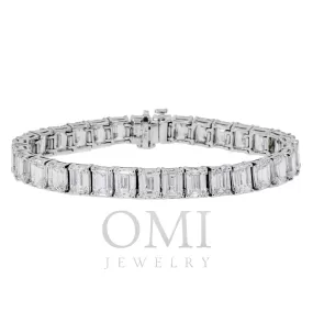 14K GOLD EMERALD CUT LAB DIAMOND TENNIS BRACELET 33.07 CT