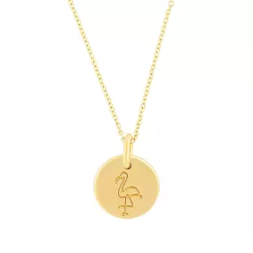 14k Gold 'GYPB' Flamingo Circle Necklace by Lindsey Gurk