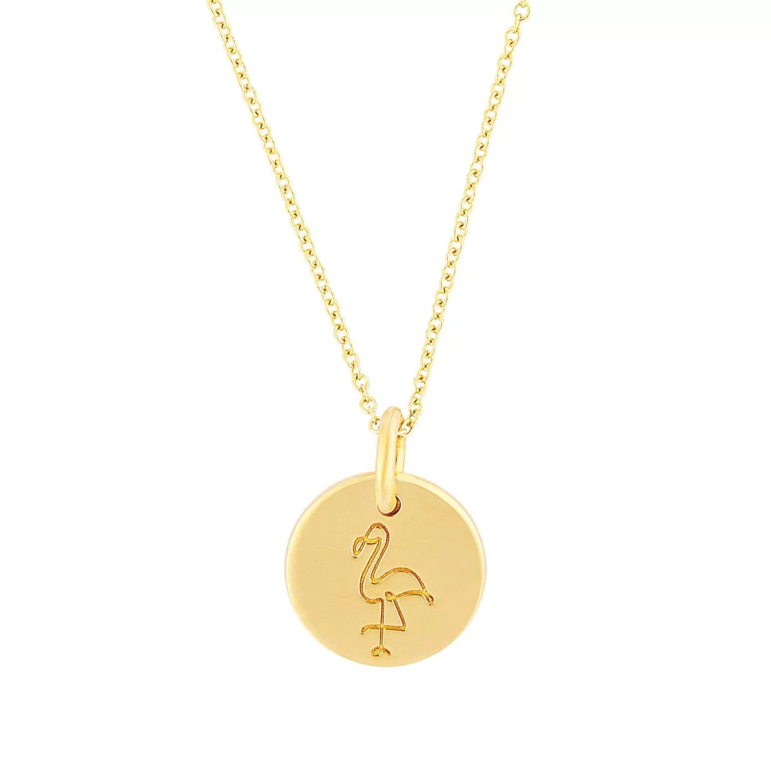 14k Gold 'GYPB' Flamingo Circle Necklace by Lindsey Gurk