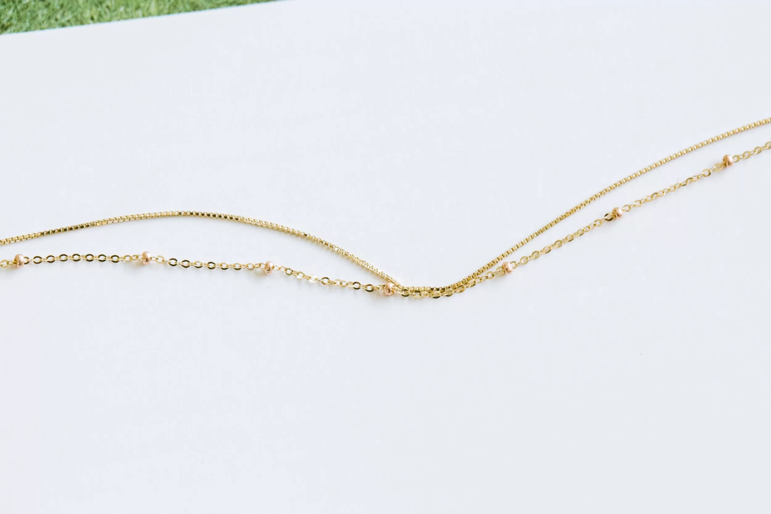 14K Gold Mother's Bridesmaid Gift Personalized Bead Chain Anklet Bracelet