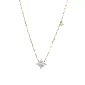 14K YELLOW GOLD PAVE STAR CABLE CHAIN NECKLACE 0.23CTW