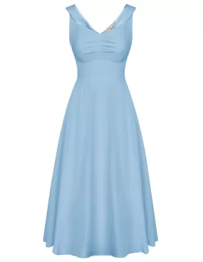 1950s Vintage Cocktail Swing Dresses Summer Square Neck Sleeveless A-Line Midi Dress with Pockets