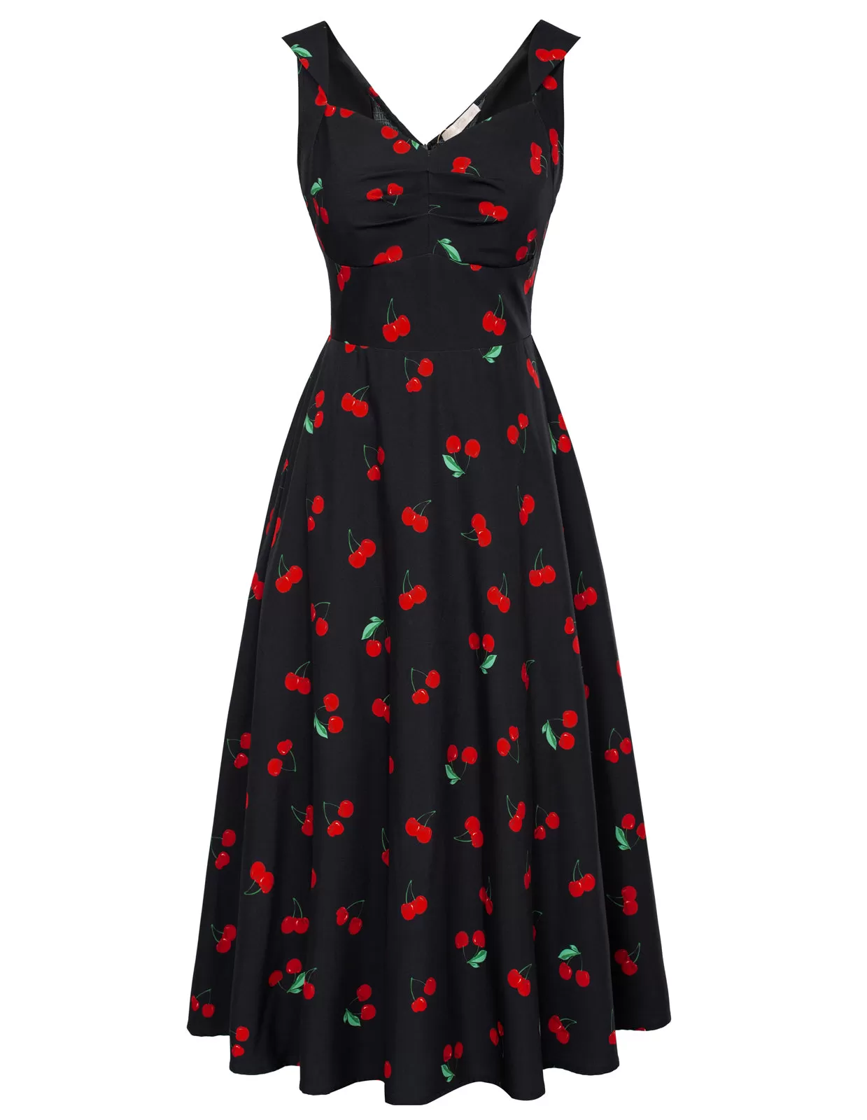 1950s Vintage Cocktail Swing Dresses Summer Square Neck Sleeveless A-Line Midi Dress with Pockets