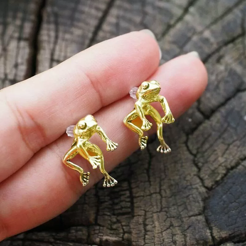 2-Piece Frog Dangle Stud Earrings