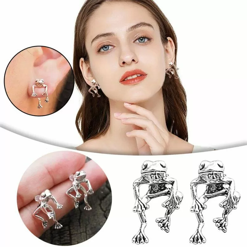 2-Piece Frog Dangle Stud Earrings