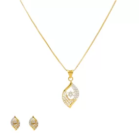 22K Yellow Gold & CZ Fancy Pendant Set (7gm)