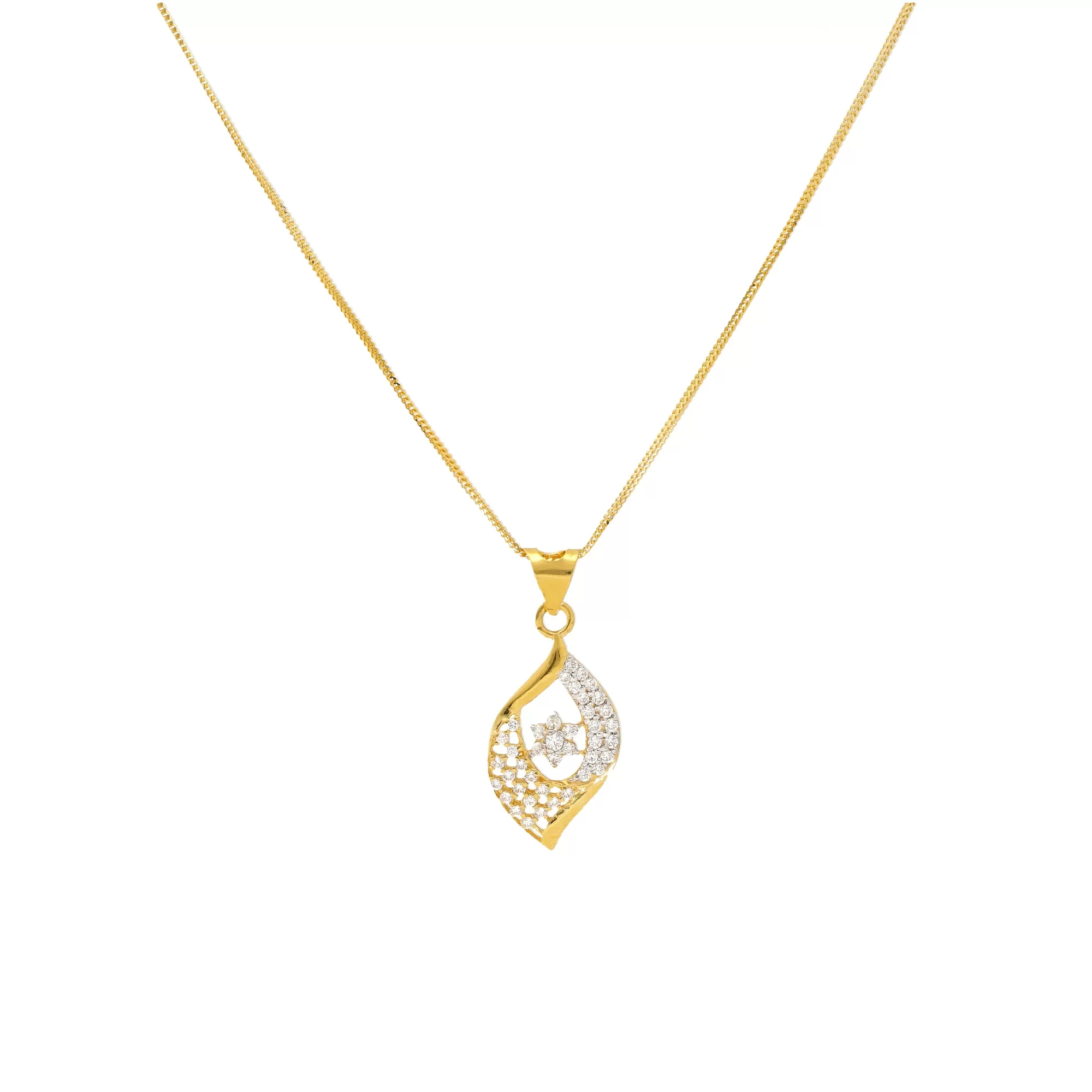 22K Yellow Gold & CZ Fancy Pendant Set (7gm)