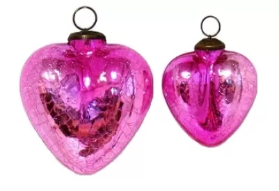 6 Each-3" And 5" Sunheart Craquelure Hot Pink Mercury Heart Holiday Gift Altar Home Lifestyle