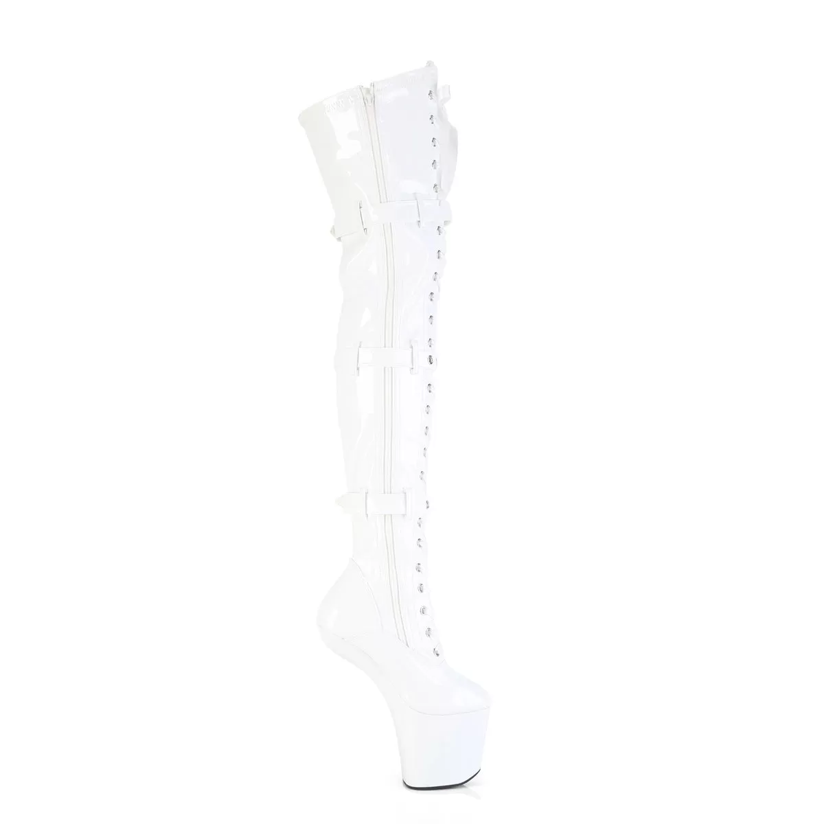 8 Inch Heelless CRAZE-3028 White Patent