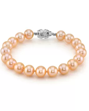 8.5-9.5mm Peach Freshwater Pearl Bracelet - AAAA Quality