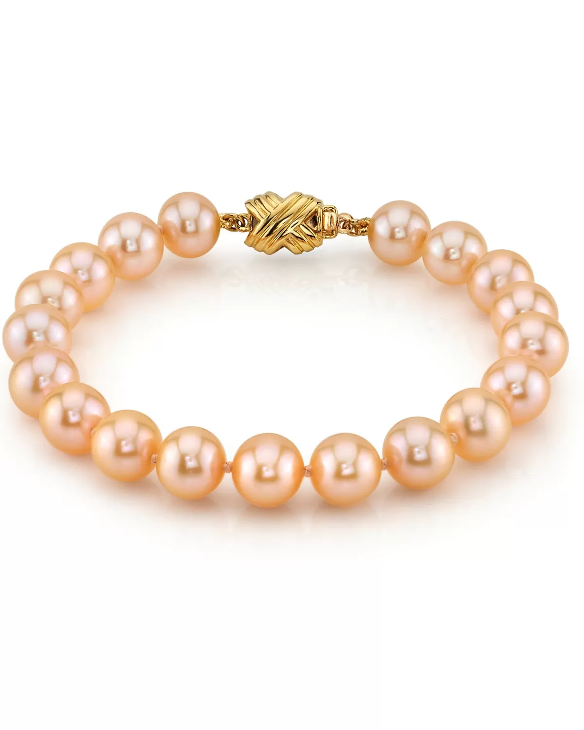 8.5-9.5mm Peach Freshwater Pearl Bracelet - AAAA Quality