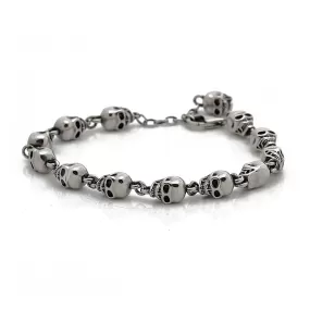 925 Sterling Silver Skull Bead Bracelet