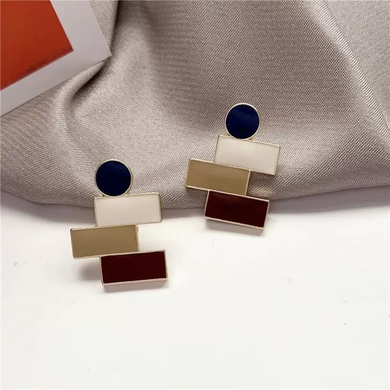 A6641 Metal Irregular Drops Oil Stud Earring Charm Jewelry