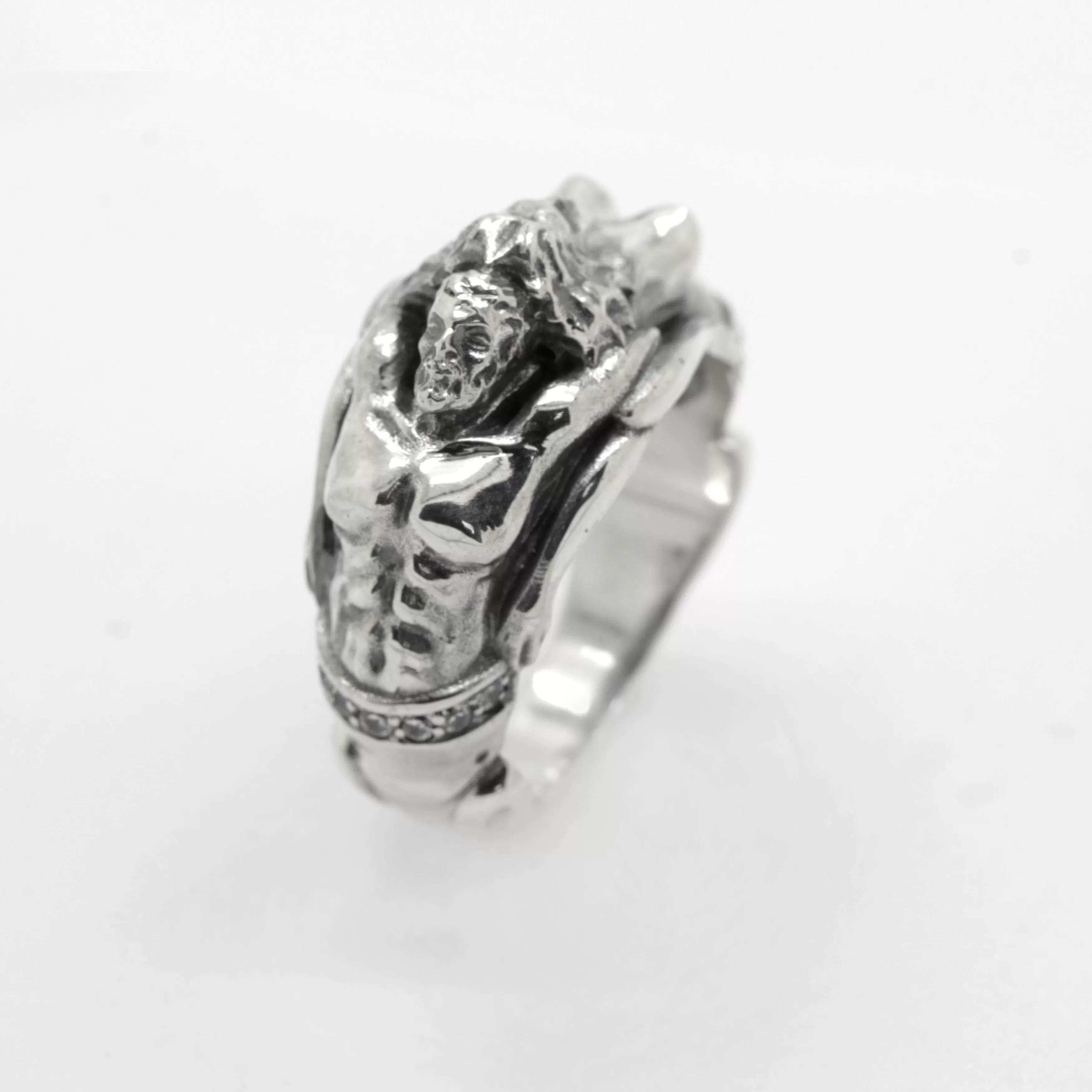 Adam and Eve Paradise Lost Engagement Ring, Women Band Sterling Silver Ring