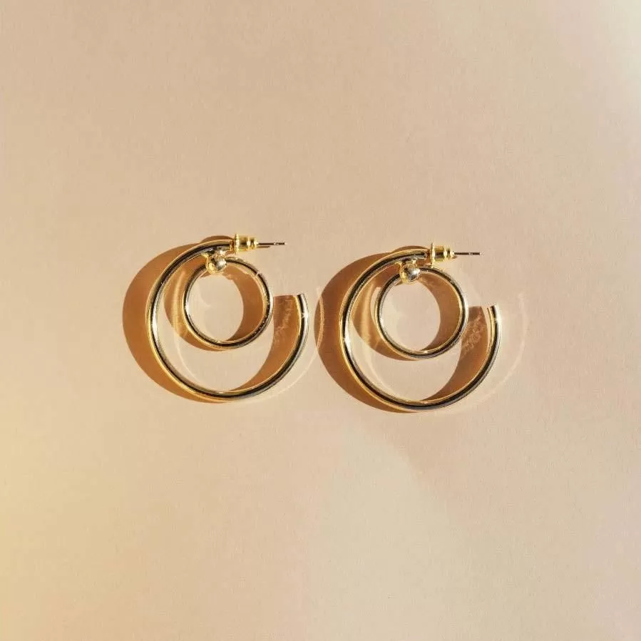 Angels Whisper Adilla Double Hoop Gold Earrings