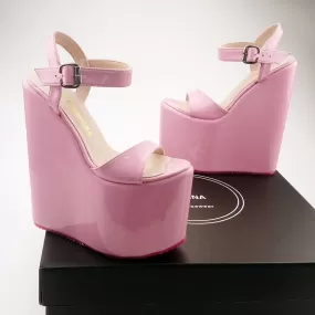 Ankle Strap Pink Platform High Heel Wedge Sandals