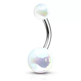 Belly Ring - Metallica Auroa Borealis White