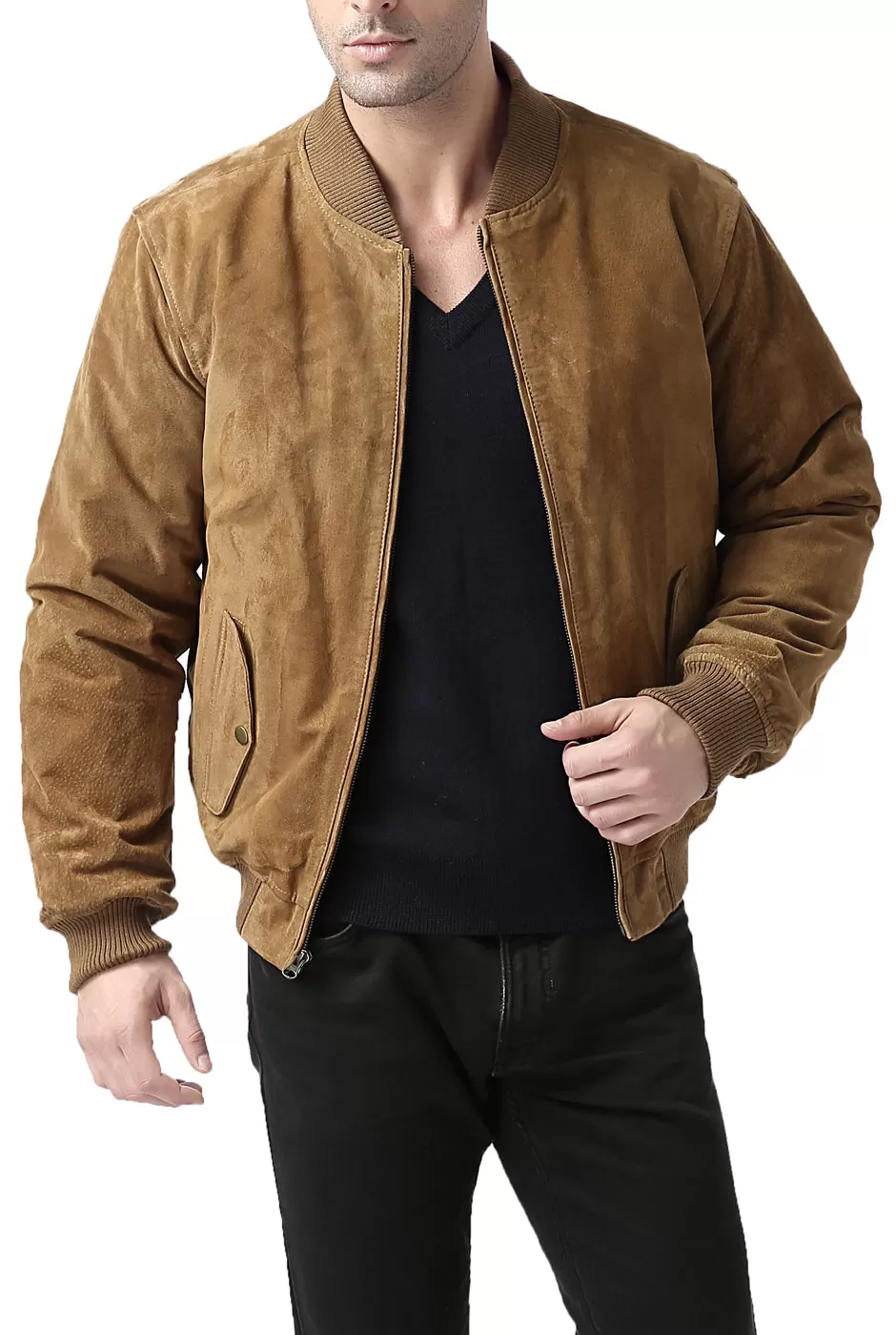 BGSD Men Urban Leather Bomber Jacket