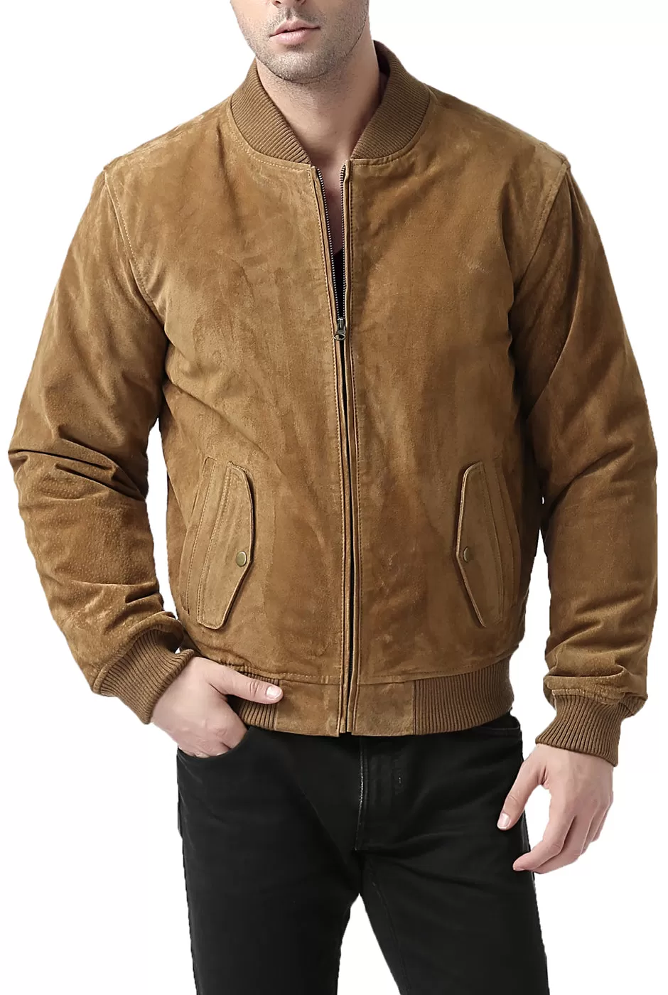 BGSD Men Urban Leather Bomber Jacket