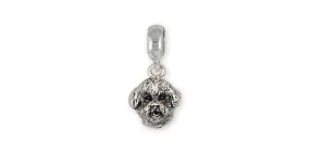 Bichon Frise Charm Slide Jewelry Sterling Silver Handmade Dog Charm Slide BF6-PNS