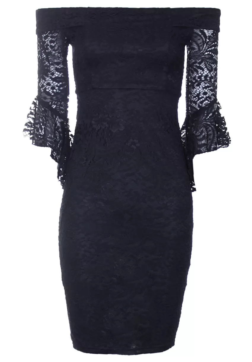 Black Bardot Lace Dress