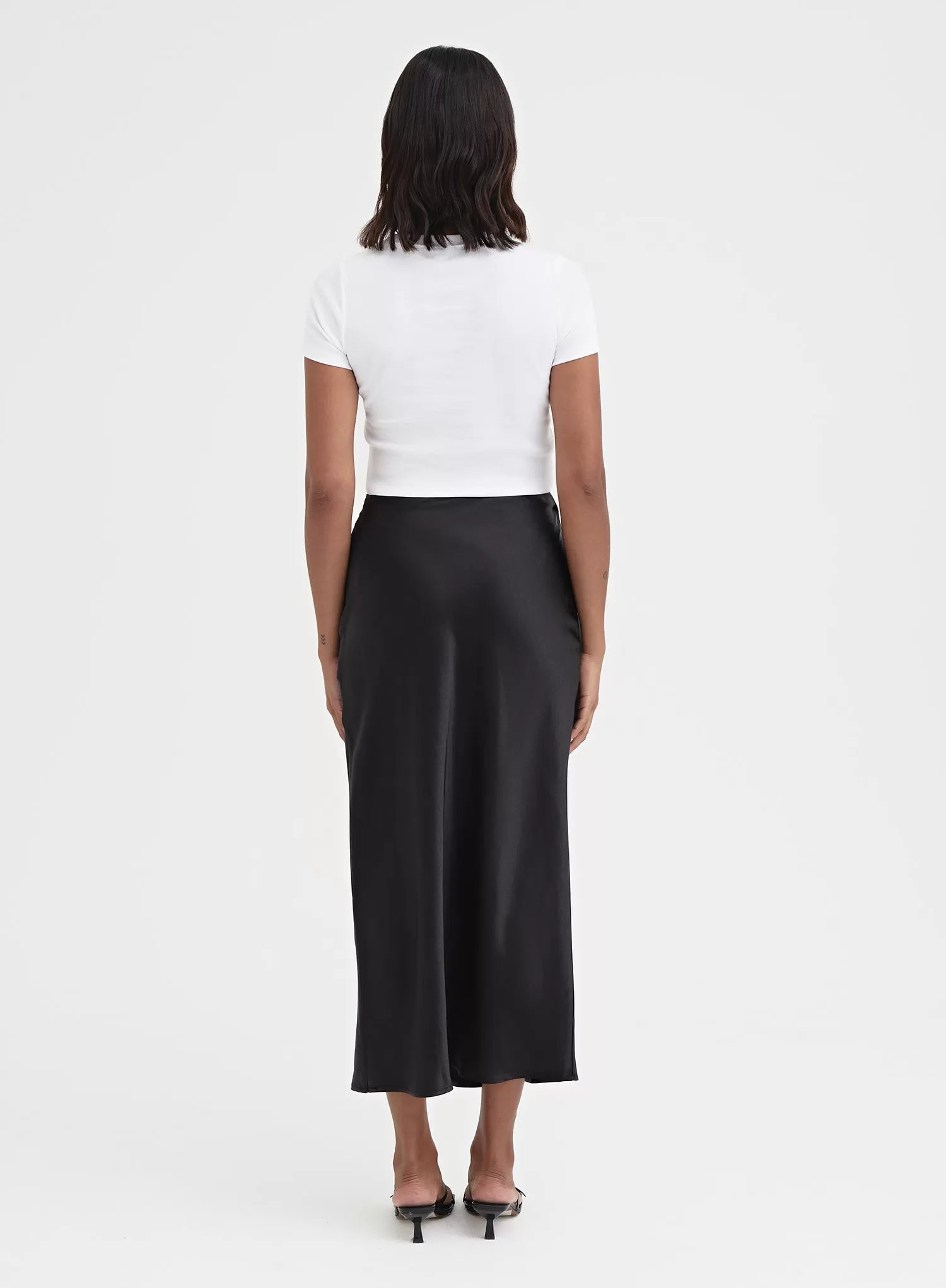 Black Satin Midaxi Skirt - Novah