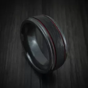 Black Zirconium and Forged Carbon Fiber Men's Ring with Cerakote Accents