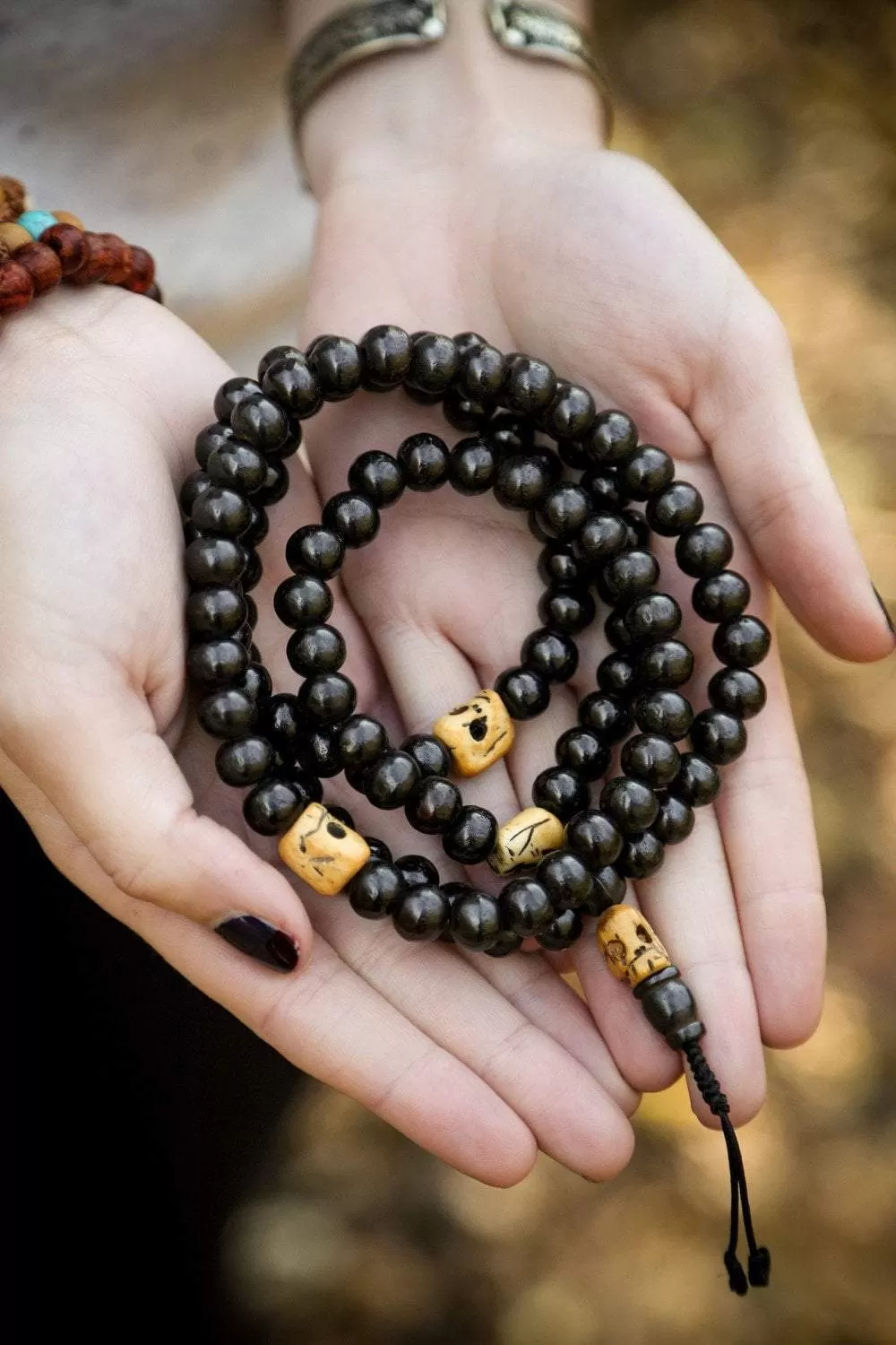 Bone and Skull Impermanence Mala & Bracelet Set