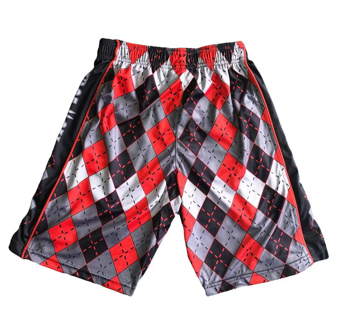 Boys Red & Grey Argyle Shorts