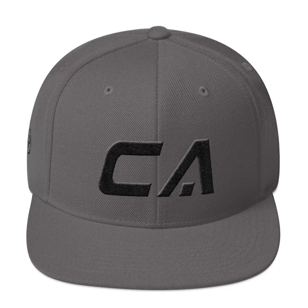 California - Flat Brim Hat - Black Embroidery - CA - Many Hat Color Options Available