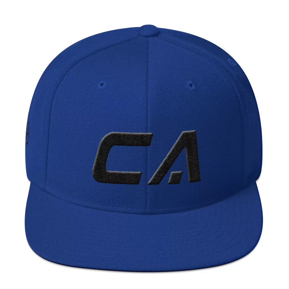 California - Flat Brim Hat - Black Embroidery - CA - Many Hat Color Options Available