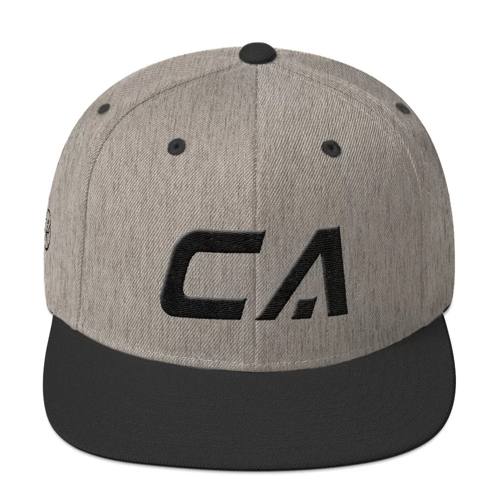 California - Flat Brim Hat - Black Embroidery - CA - Many Hat Color Options Available