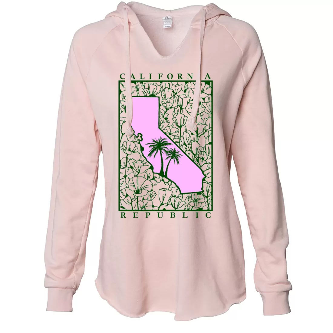 California Pink Poppies Women's Soft Hooded Pullover