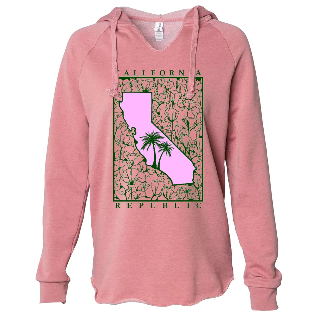 California Pink Poppies Women's Soft Hooded Pullover