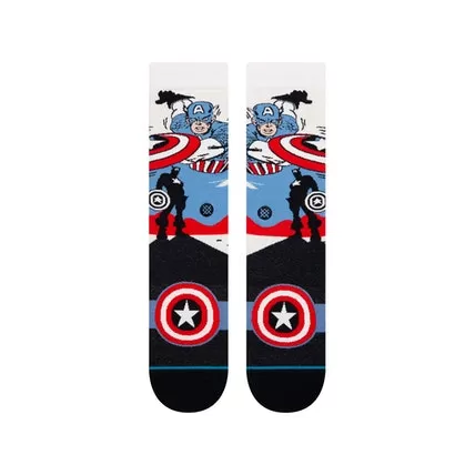 Captain America Marquee Marvel Crew Pair of Socks By Stance - Size Large (Men 9-13)