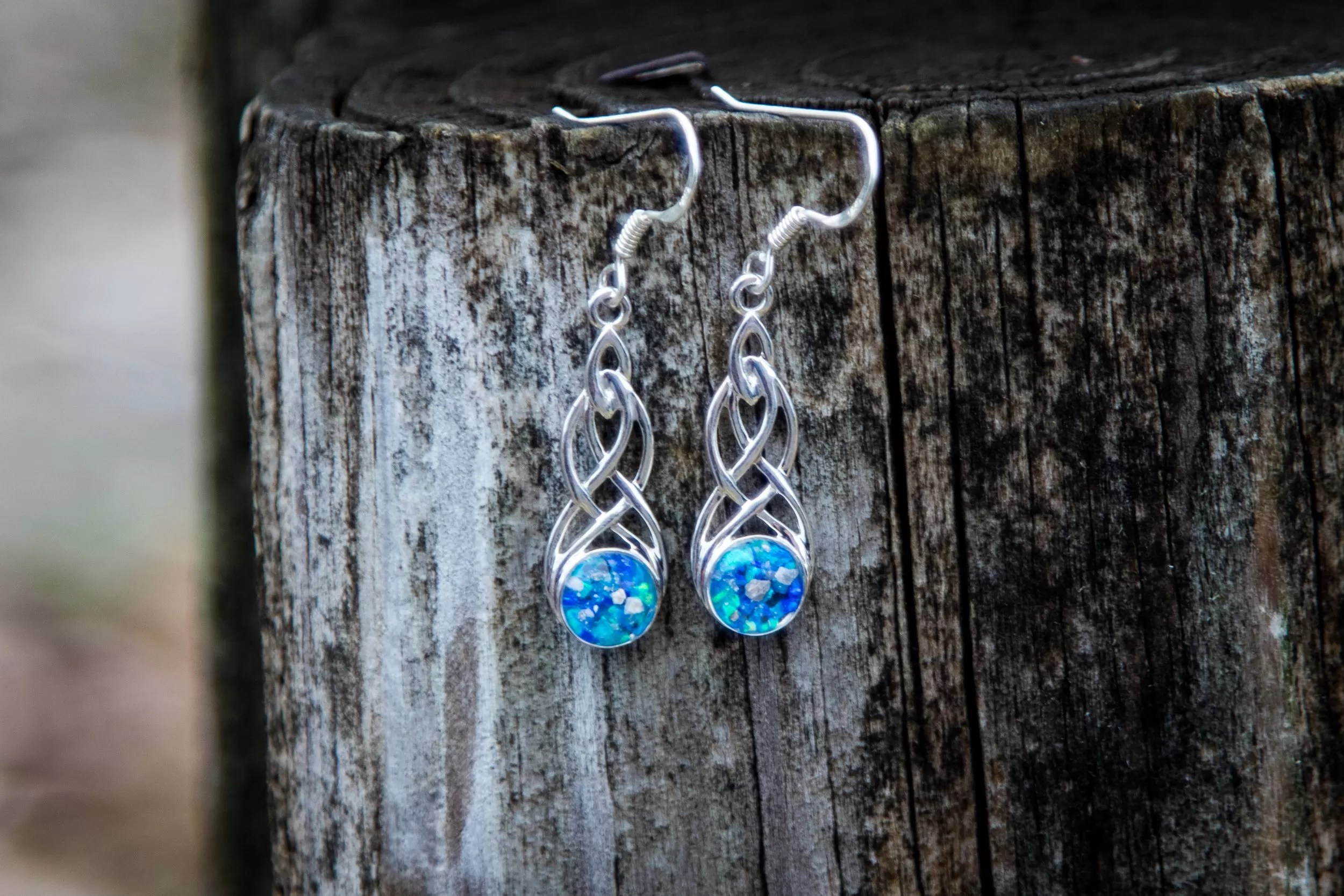 Celtic Silver and Opal Earrings