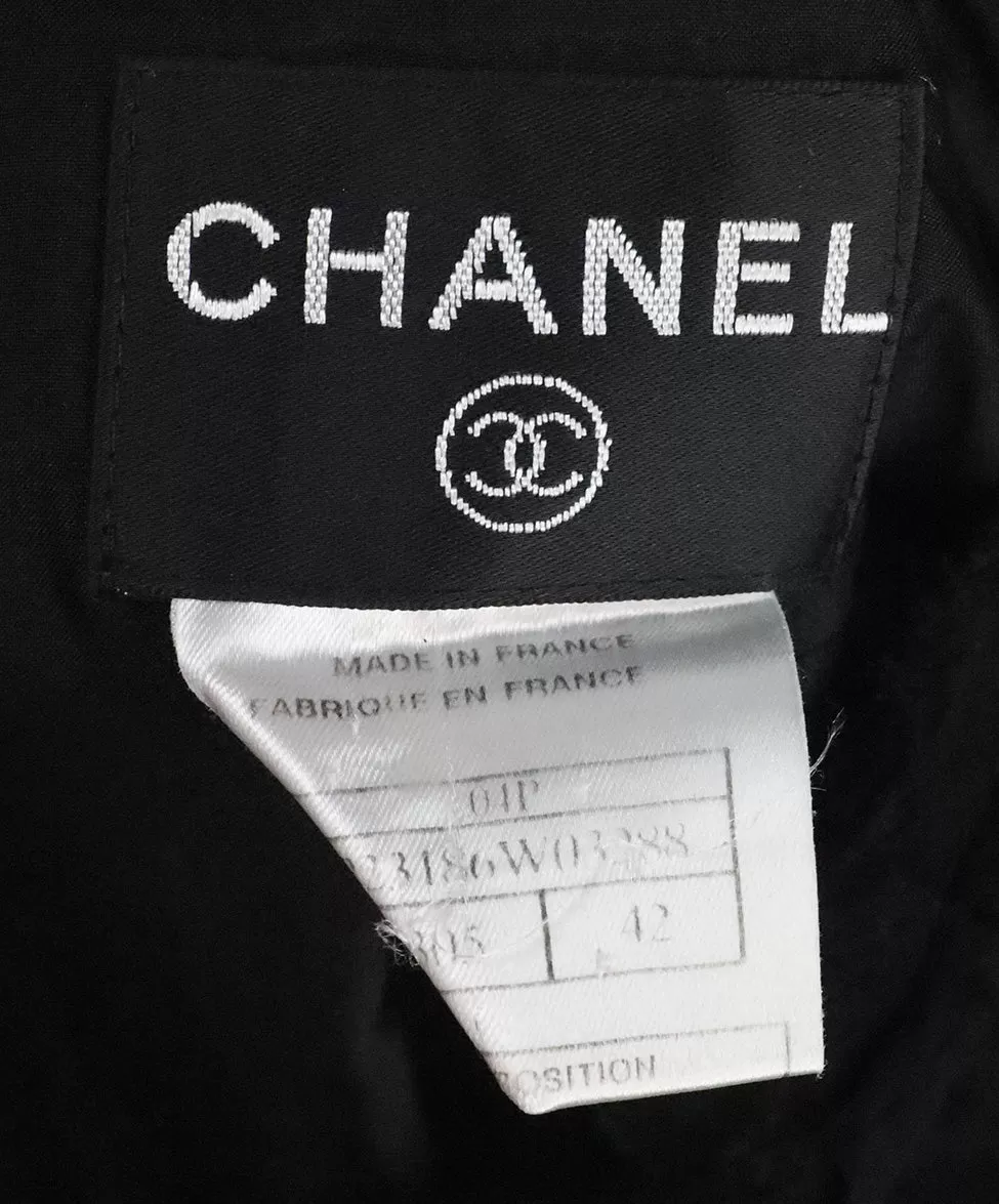 Chanel Black Wool & Chiffon Trim Dress sz 6