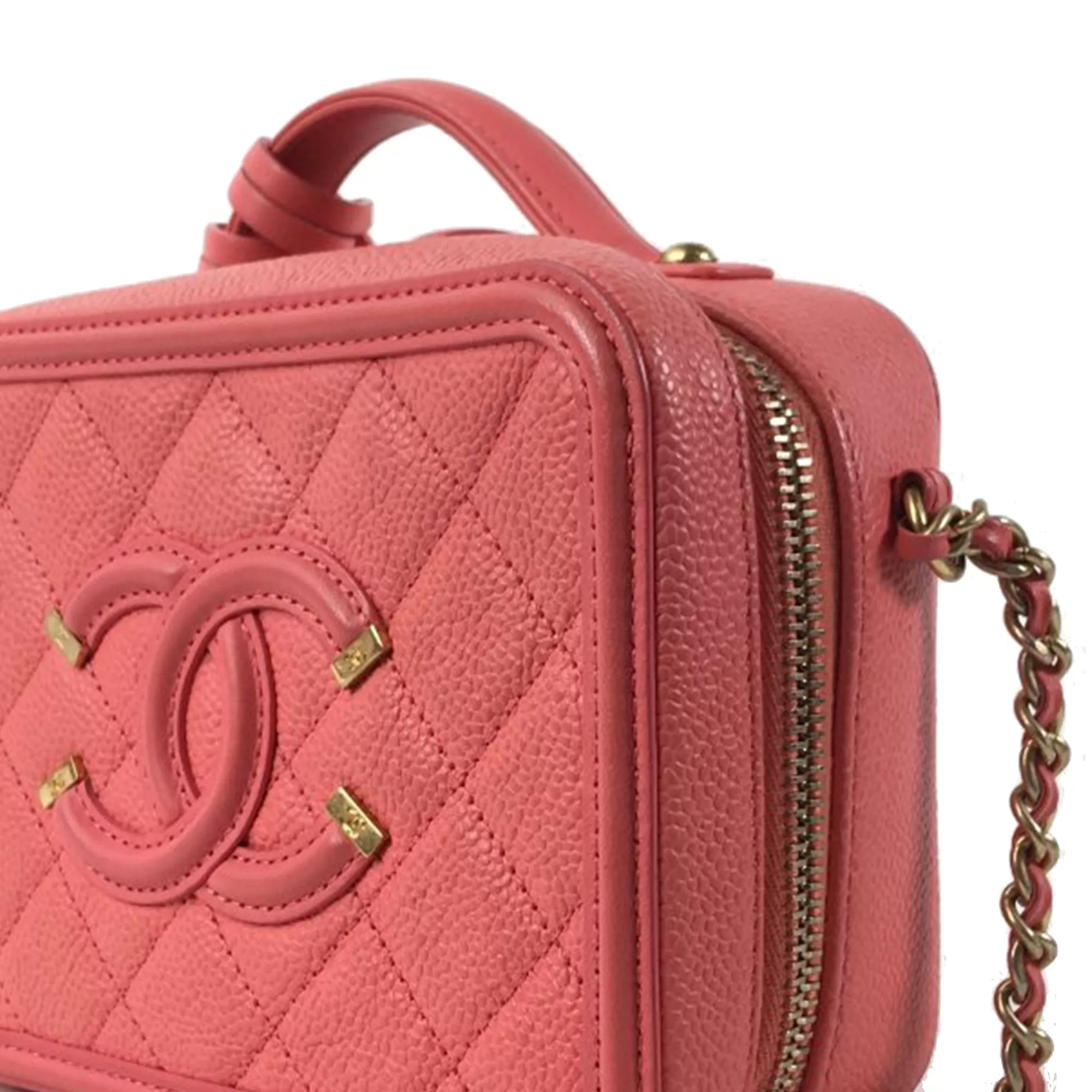 Chanel Filigree Vanity Bag Small Pink Caviar