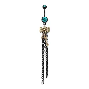 Charmed Metallic Black Chain Belly Bar