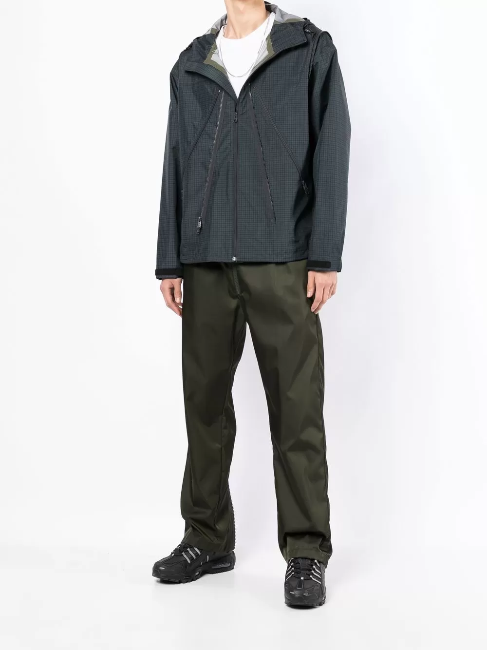 Check-Pattern Zip-Fastening Jacket