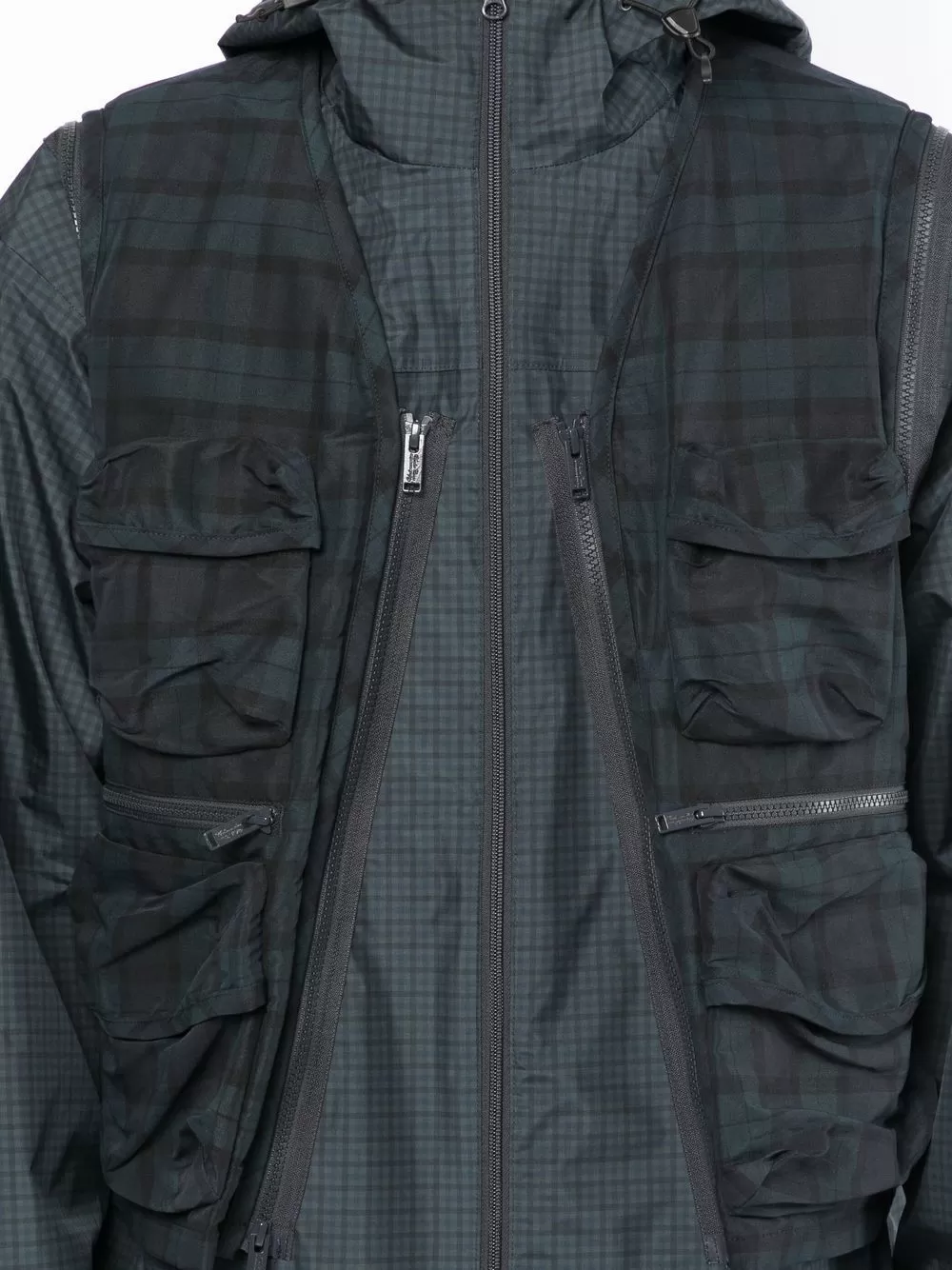 Check-Pattern Zip-Fastening Jacket