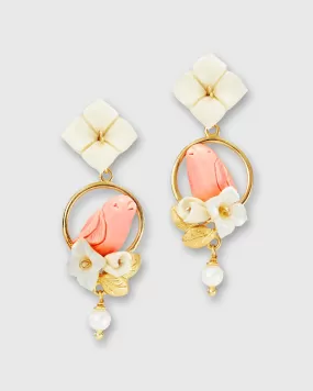 Chick Earrings in Gold/White/Pink