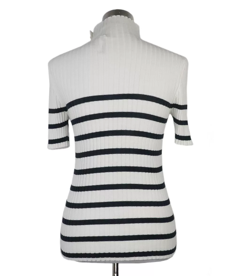 Christian Dior White & Navy Striped Turtleneck sz 6