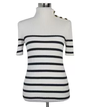 Christian Dior White & Navy Striped Turtleneck sz 6