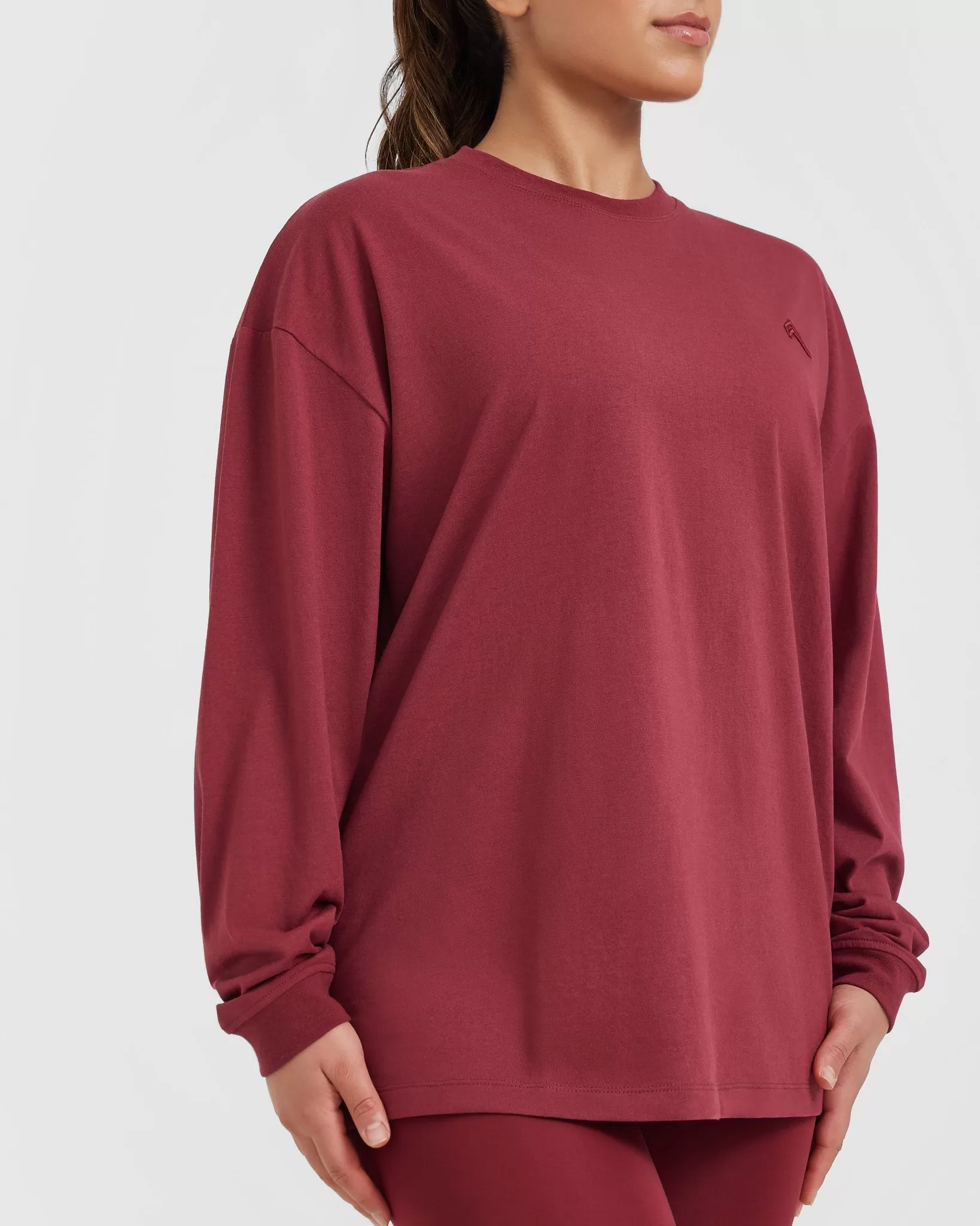 Classic Oversized Lightweight Long Sleeve Top | Burnt Cherry