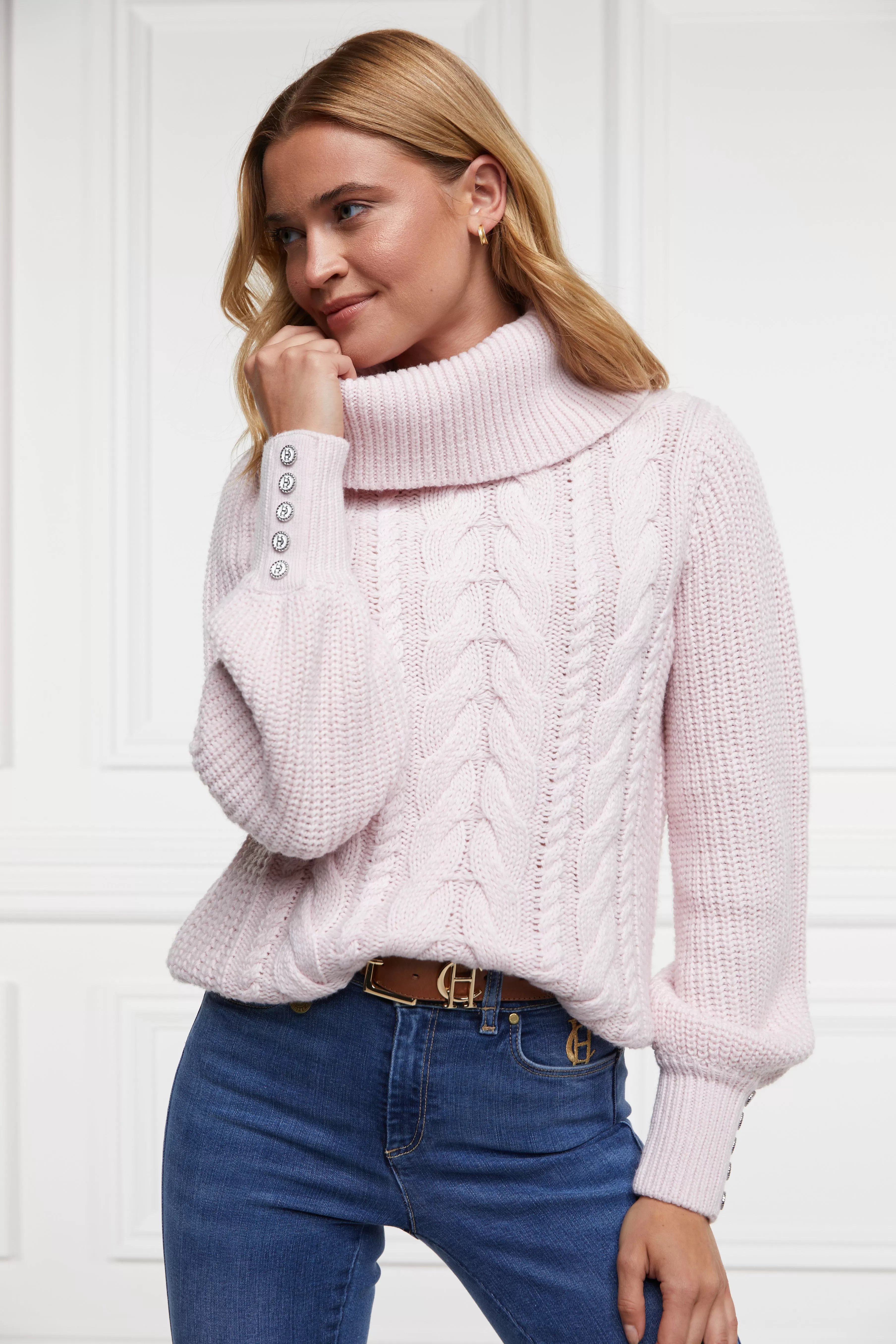 Corded Roll Neck Knit (Ice Pink)