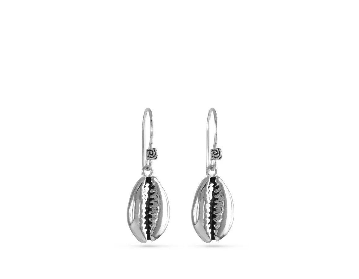 Cowrie Shell Earrings - Silver