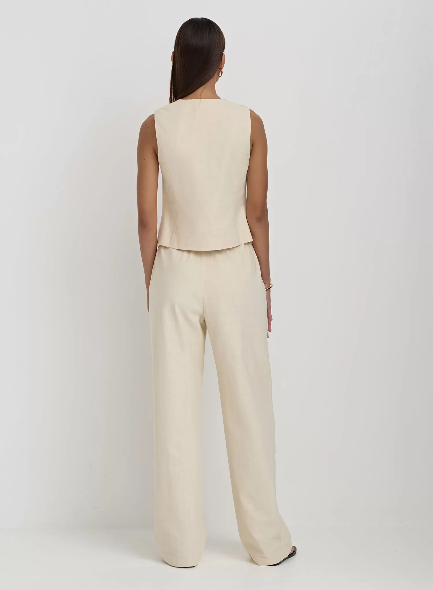 Cream Elasticated Wide Leg Trouser- Zella